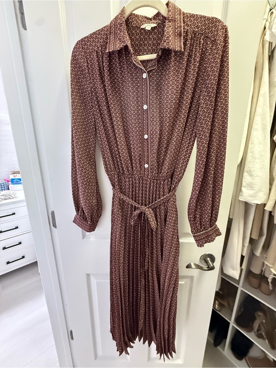 Max Studio Dresses & Skirts - Max Studio Brown Geometric Print Belted Shirt Dress Size S